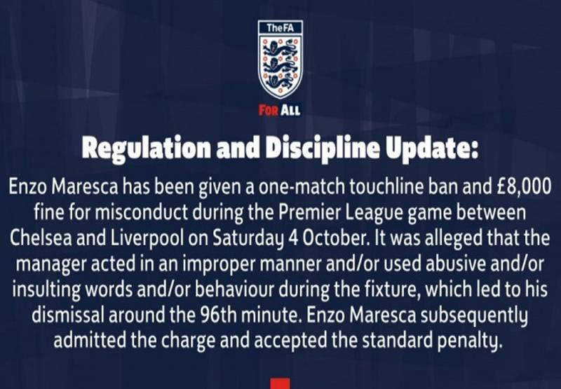 切尔西遭禁赛+罚款重创,马雷斯卡认错承担责任